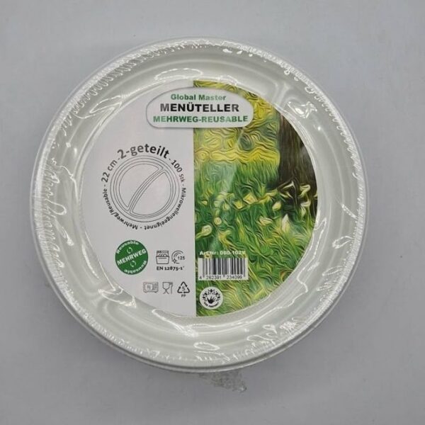 Plastikteller 2-geteilt 100Stk.
